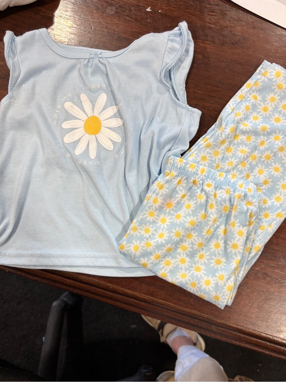 2T Carter's Light Blue Daisy Pajama Set